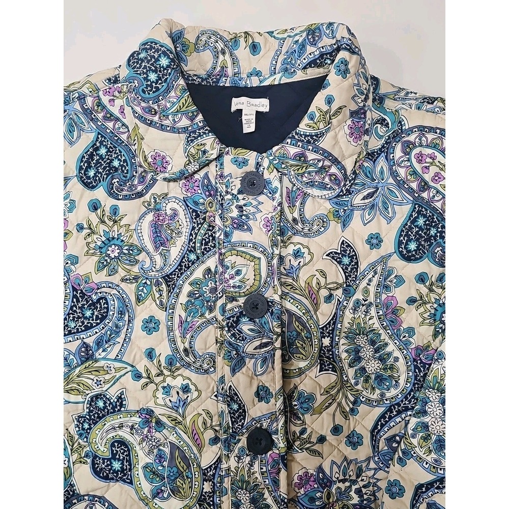 Vera Bradley Quilted Jacket Provence‎ Paisley Berry Blue Women's 3XL